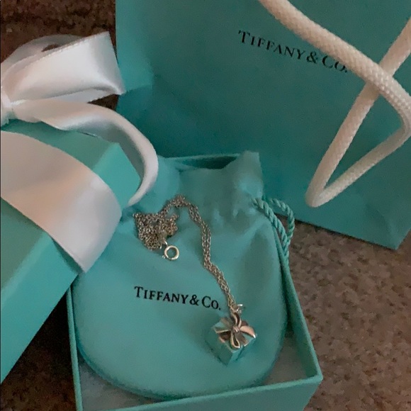 Tiffany co Blue Box Charm w/ Necklace